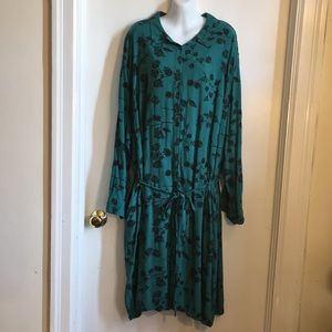 Ava & Viv turquoise floral print button dress 3X